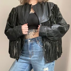 VINTAGE LEATHER FRINGE JACKET